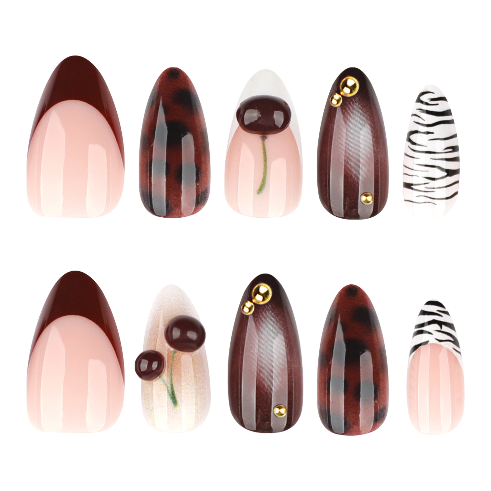 Nail Art Burgundy - 24 faux ongles à presser, forme