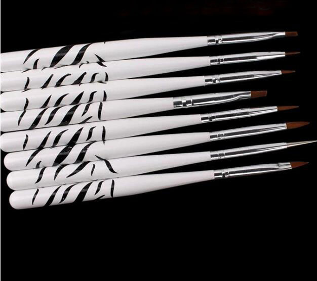 Nail Art Zebra Design - 8 pièces/ensemble Nail Art Design brosse