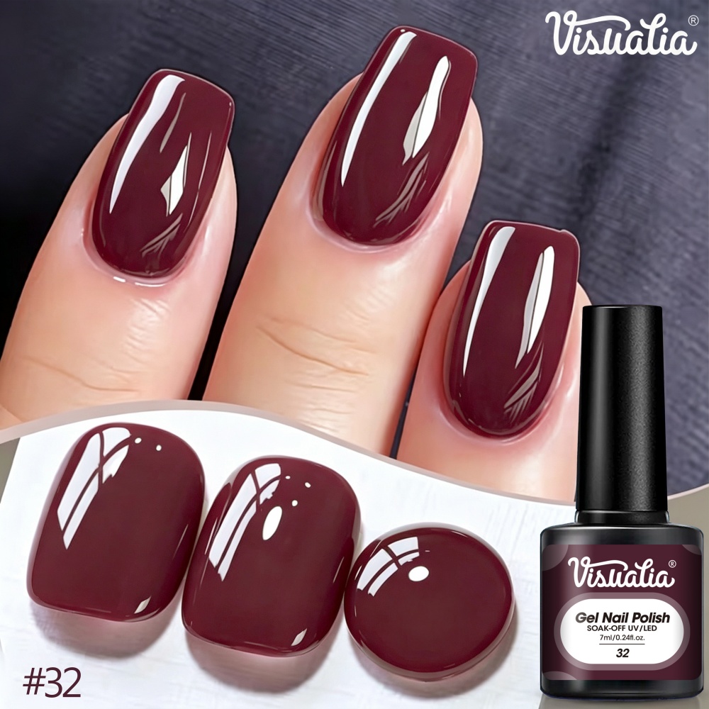 Nail Art Burgundy - Visuatia Gel à ongles rouge bordeaux