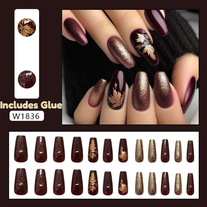 24 pièces élégant bordeaux pai - Nail Art Burgundy avis et prix