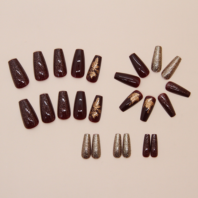 24 pièces élégant bordeaux pai - Nail Art Burgundy avis et prix