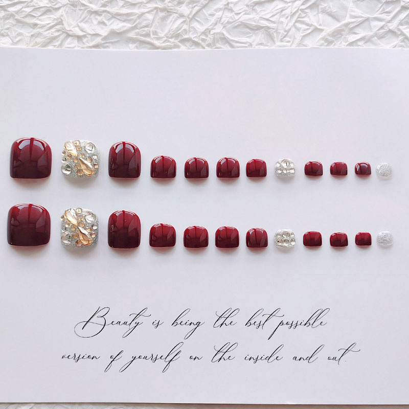 24 faux ongles de pieds pour f - Nail Art Burgundy avis et prix